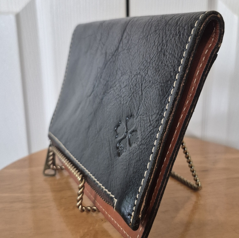 Patricia Nash Leather Folded Clutch Wallet Black And Brown - Picture 5 of 12
